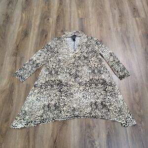 Clara Sun Woo Womens Top Small Leopard Print Stretchy Relaxed Asymmetrical